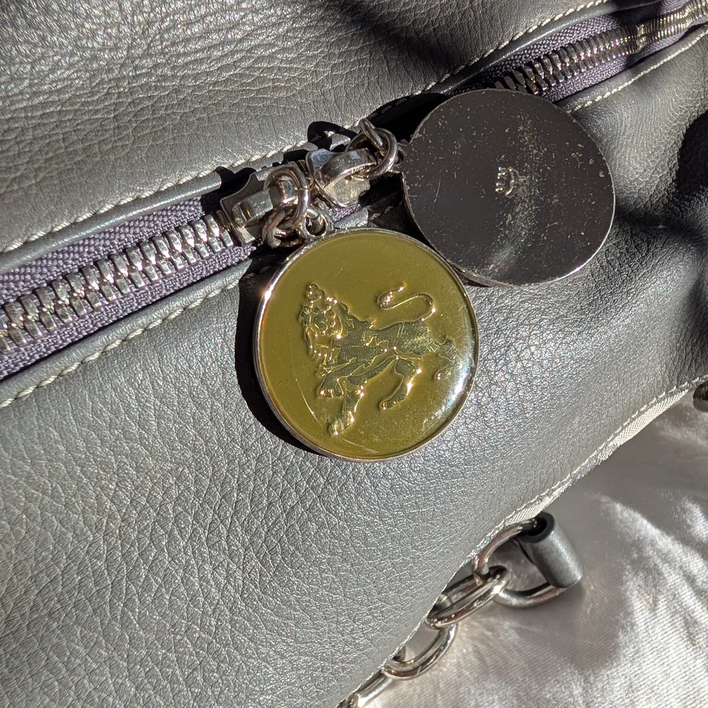 MCM Gray and Silver Harlequin Satchel with Dust Bag